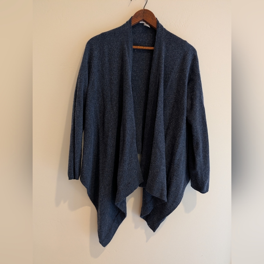 Bryn Walker Cashmere Open Front Blue Cardigan Lagenlook Draped Cozy Small